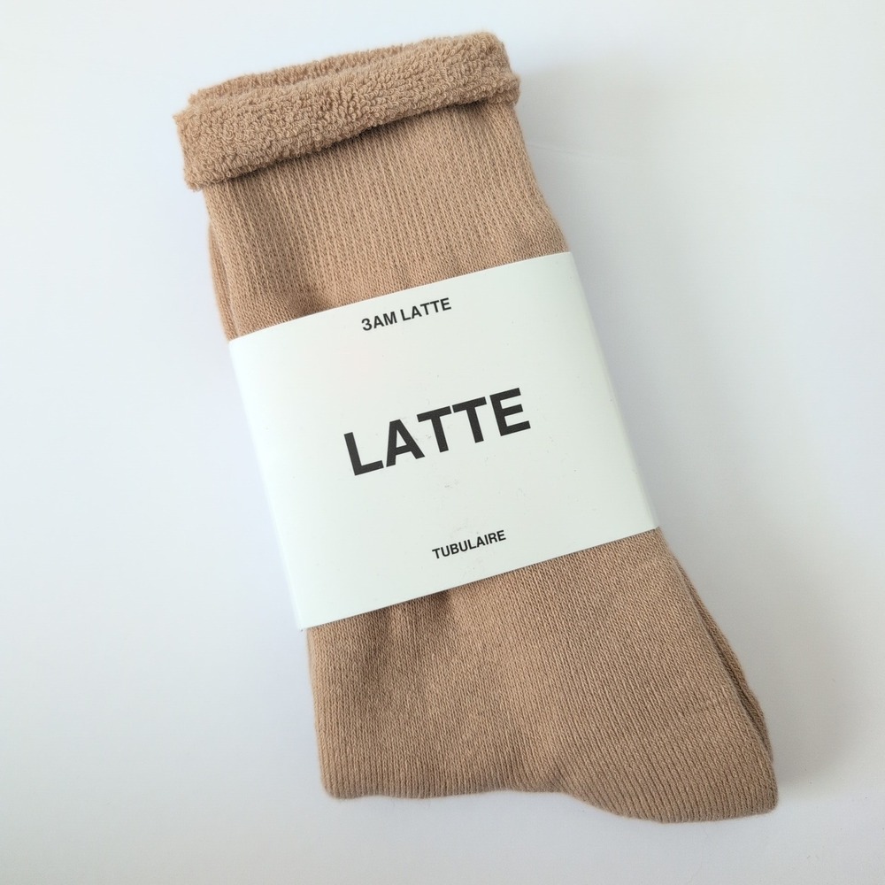 NWT 3AM Latte Tubulaire Socks Latte Tan Beige Medium New Pair